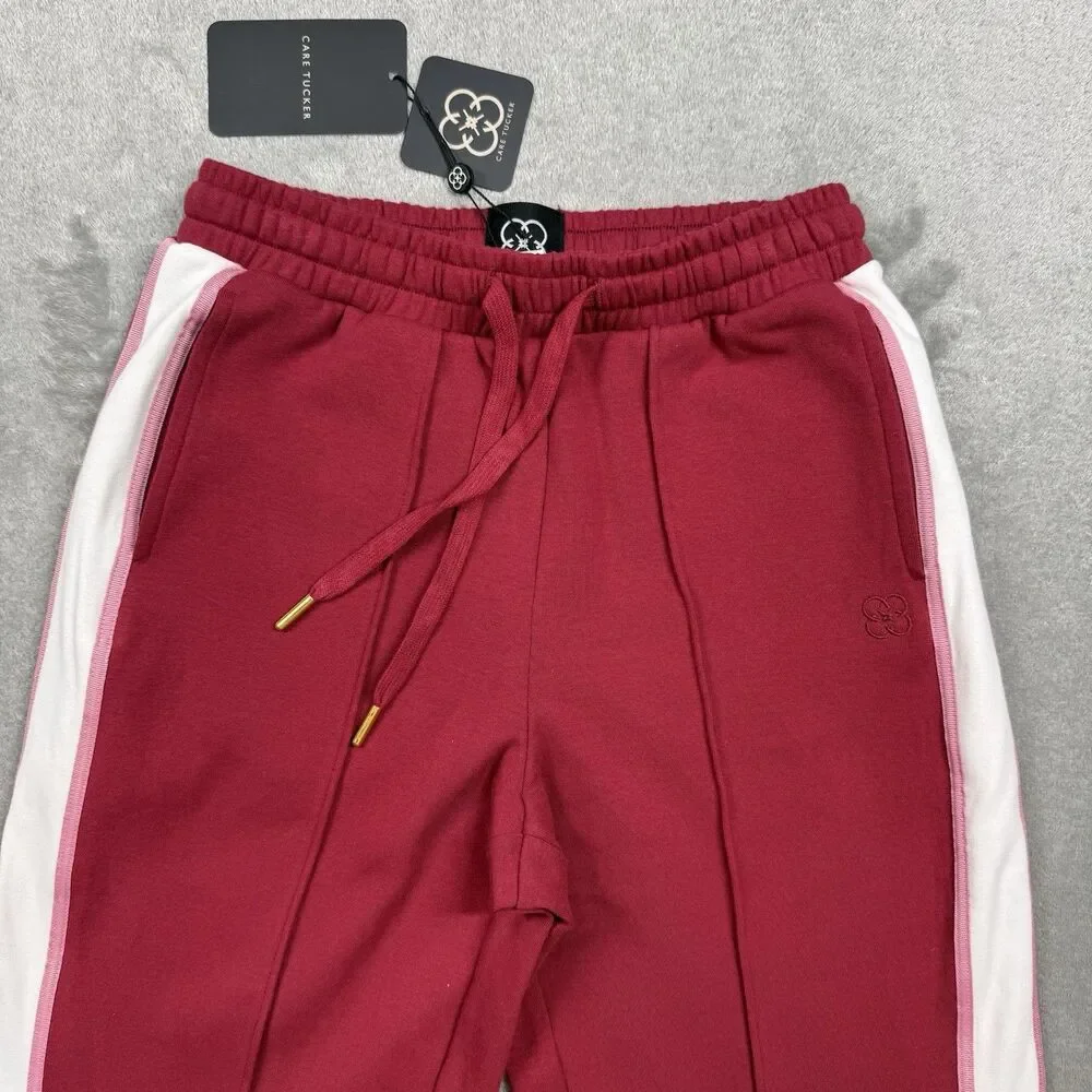 Care Tucker Pants Womens XS Red Jordan Interlock Bordeaux Side Stripe Zip Office